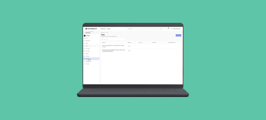 TestResults QA Risk Agent for risk-based software testing, showing risk-linked automated tests on the platform.
